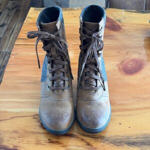 Sorel Brown and Gray Lace-Up Combat Boots